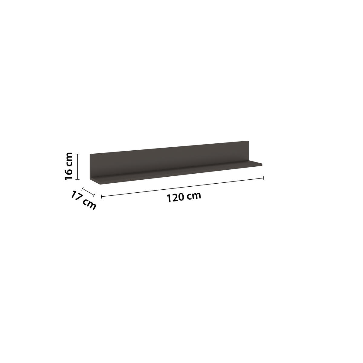 WANDBOARD in 120/16/17 cm Graphitfarben  - Graphitfarben, Konventionell, Holzwerkstoff (120/16/17cm) - Xora