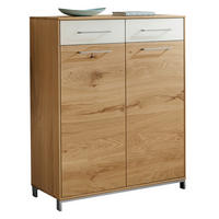 KOMMODE , 86/105/37 cm, 2 Schublade(n)  - Edelstahlfarben/Eichefarben, Design, Glas/Holz (86/105/37cm)