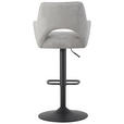 BARHOCKER Cord Schwarz, Hellgrau Eisen Sitzfläche 360° drehbar, inklusive Armlehnen  - Hellgrau/Schwarz, Design, Textil/Metall (56/102-123/57cm) - Hom`in