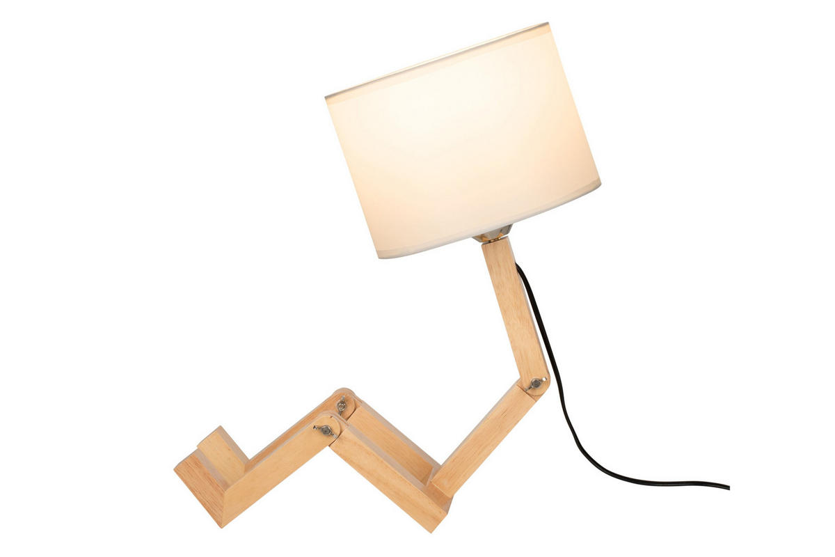 STOLNÁ LAMPA, E27, 42/22/47 cm - farba duba/béžová, Lifestyle, drevo/textil (42/22/47cm) - Marama
