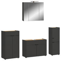 BADEZIMMER 4-teilig  in 200 cm  - Eichefarben/Schwarz, MODERN, Holzwerkstoff/Kunststoff (200cm) - Germania