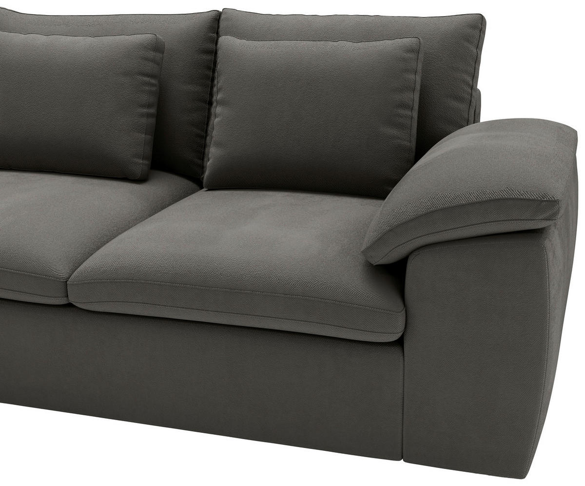 ECKSOFA Chenille Dunkelgrau  - Dunkelgrau/Schwarz, Design, Kunststoff/Textil (216/289cm) - Livetastic