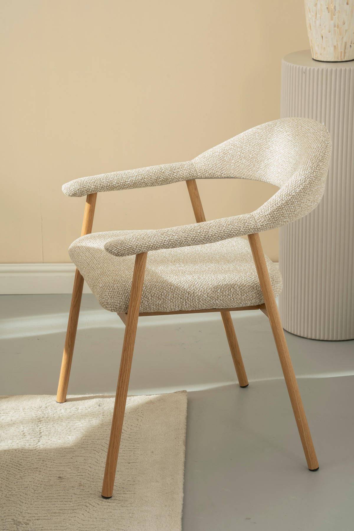 ARMLEHNSTUHL   Bouclé  - Taupe/Walnussfarben, Basics, Holz/Textil (59/75/62cm) - Livetastic