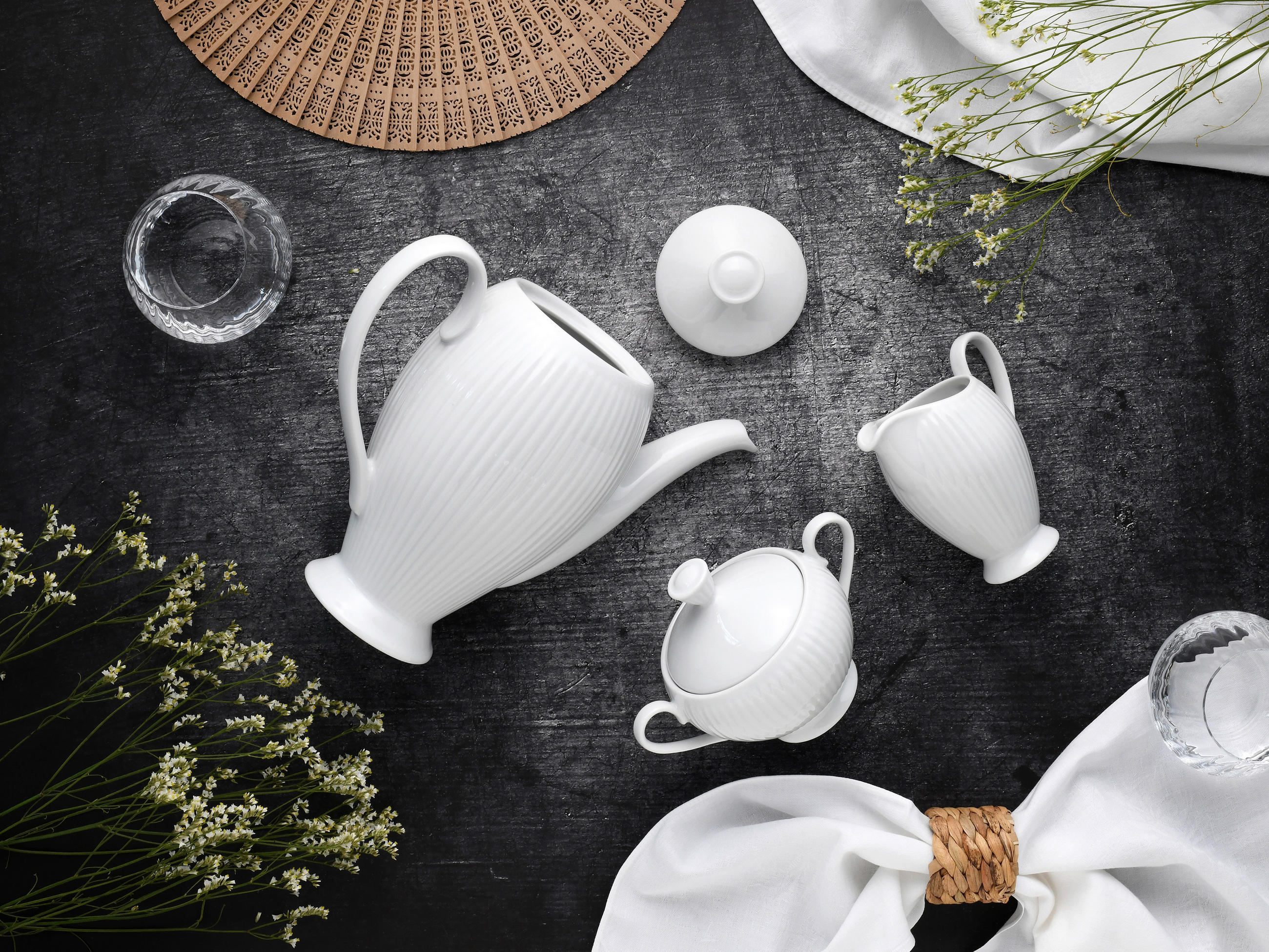 KAFFEESET Weiß Valencia 3-teilig - Weiß, Design, Keramik - Creatable