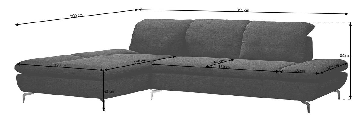 ECKSOFA in Echtleder Rot  - Silberfarben/Rot, Design, Leder/Metall (200/315cm) - Chilliano