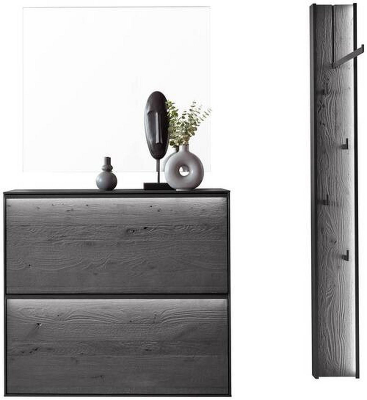 GARDEROBE 3-teilig  in 133/195/20 cm  - Anthrazit, Design, Glas/Holz (133/195/20cm) - Johann Jakob