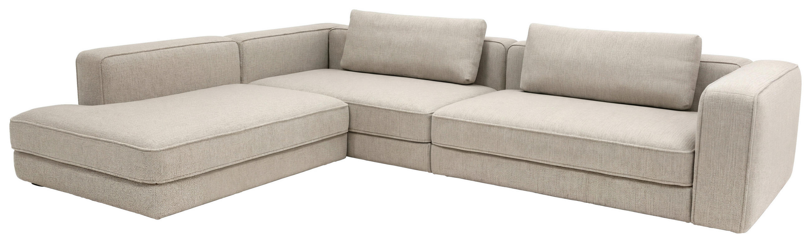 ECKSOFA Chilliano Beige Struktur Rücken echt  - Beige/Schwarz, Design, Kunststoff/Textil (255/290cm) - Chilliano