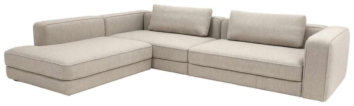 ECKSOFA Chilliano Beige Struktur Rücken echt  - Beige/Schwarz, Design, Kunststoff/Textil (255/290cm) - Chilliano