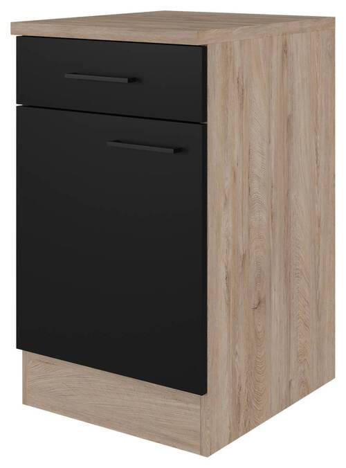 KÜCHENUNTERSCHRANK 50/85/57 cm  in Schwarz, Eichefarben  - Eichefarben/Schwarz, KONVENTIONELL, Holzwerkstoff/Metall (50/85/57cm) - FlexWell