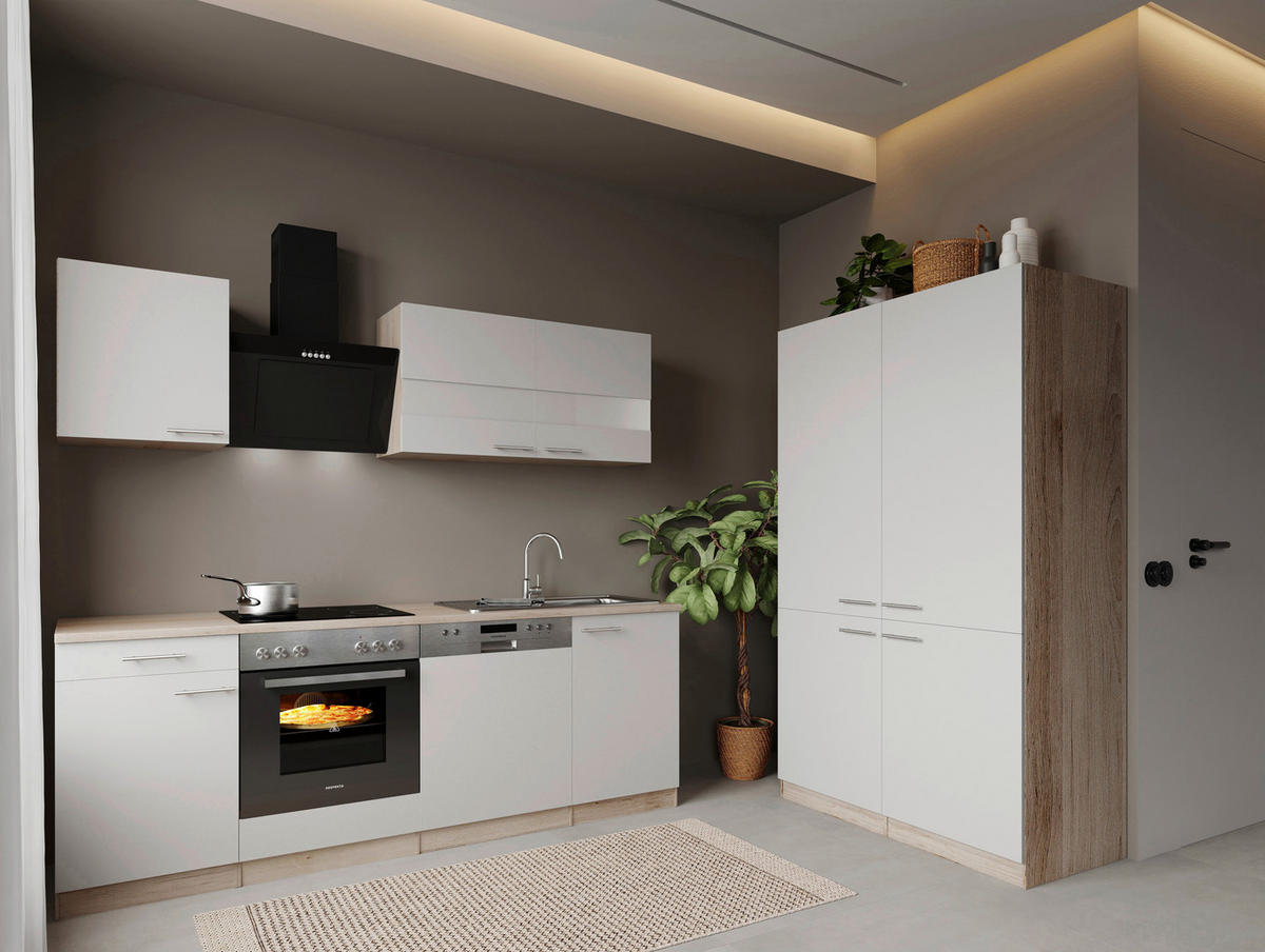 Bucătărie Standard  - alb/culoare inox, Trend, metal/material pe bază de lemn (340cm) - Respekta