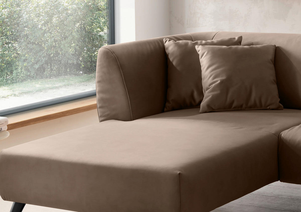 ECKSOFA Braun Lederlook  - Schwarz/Braun, MODERN, Holz/Textil (160/264cm) - Livetastic
