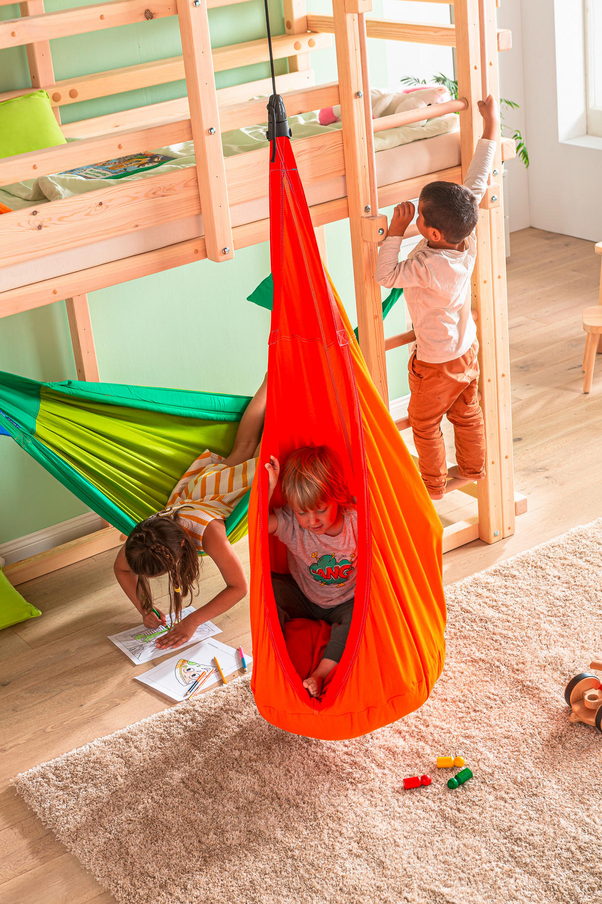KINDERHÄNGESESSEL 70/200-400/150 cm  - Dunkelorange/Orange, KONVENTIONELL, Textil (70/200-400/150cm) - La Siesta
