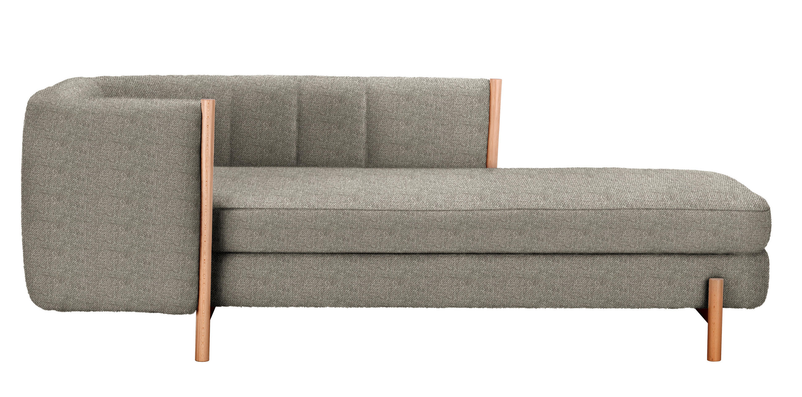 RÉCAMIERE Graubraun Plüsch  - Graubraun/Naturfarben, Design, Holz/Textil (216/90/109cm) - Niels Andersson