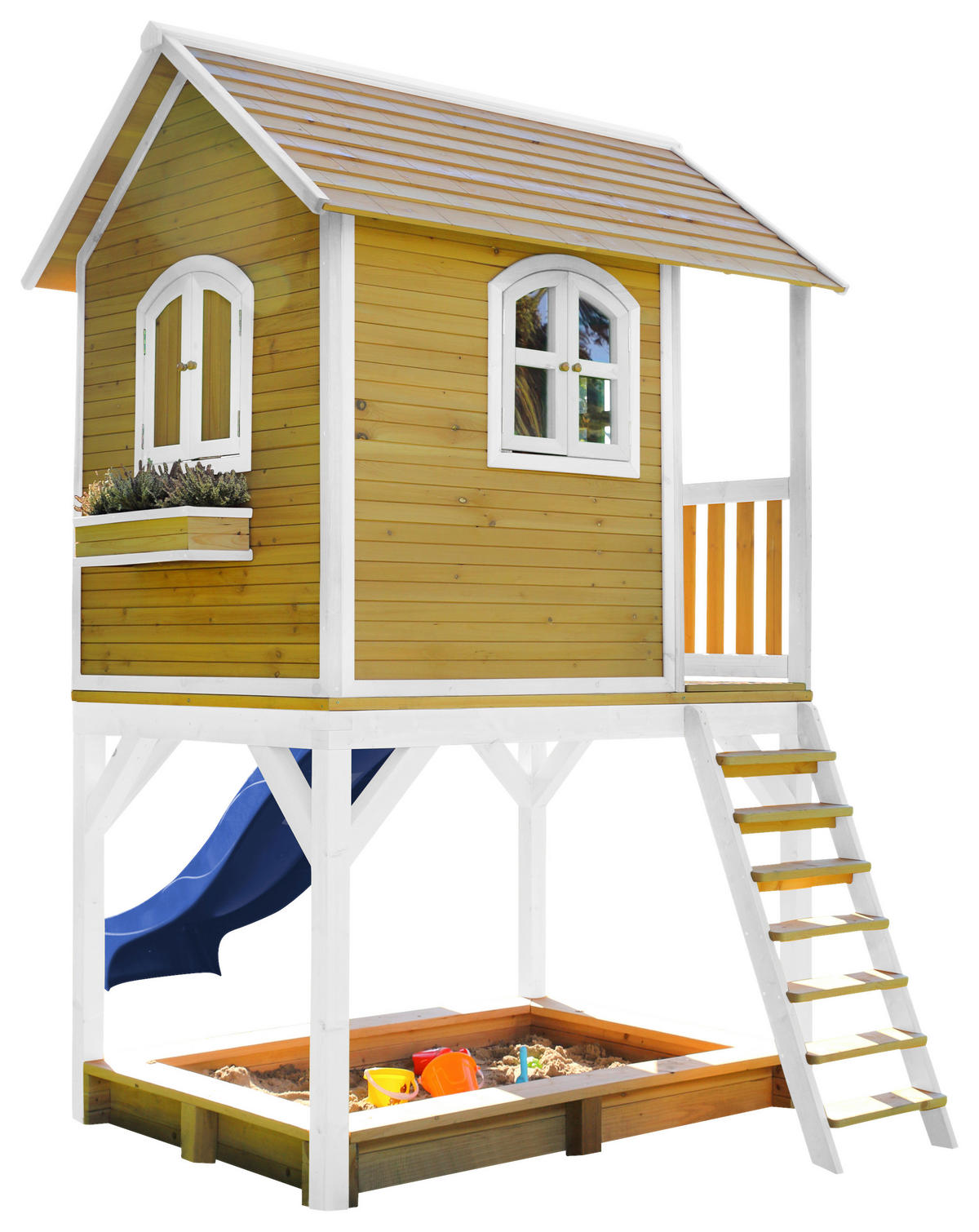 SPIELTURM 370/291/191 cm SPIELTURM SARAH  - Blau/Braun, KONVENTIONELL, Holz/Kunststoff (370/291/191cm) - Ambia Garden