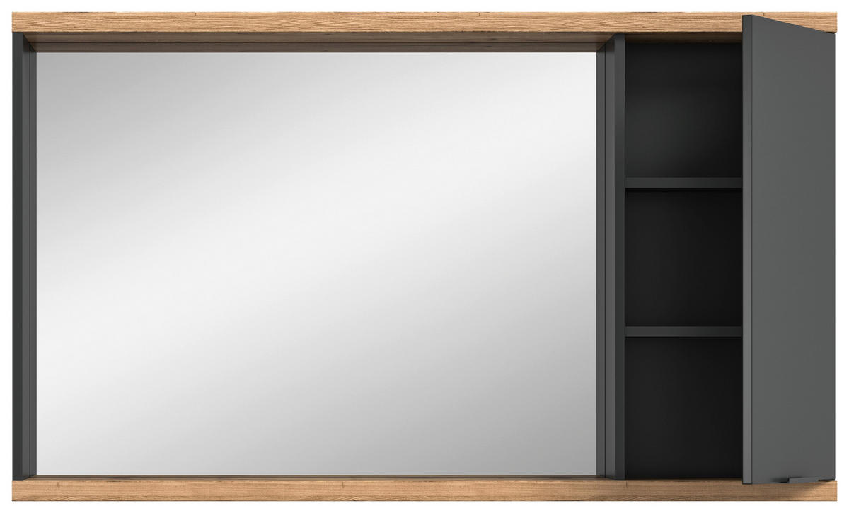 SPIEGELSCHRANK 130/76/20 cm  - Anthrazit/Schwarz, Basics, Glas/Holzwerkstoff (130/76/20cm) - MID.YOU