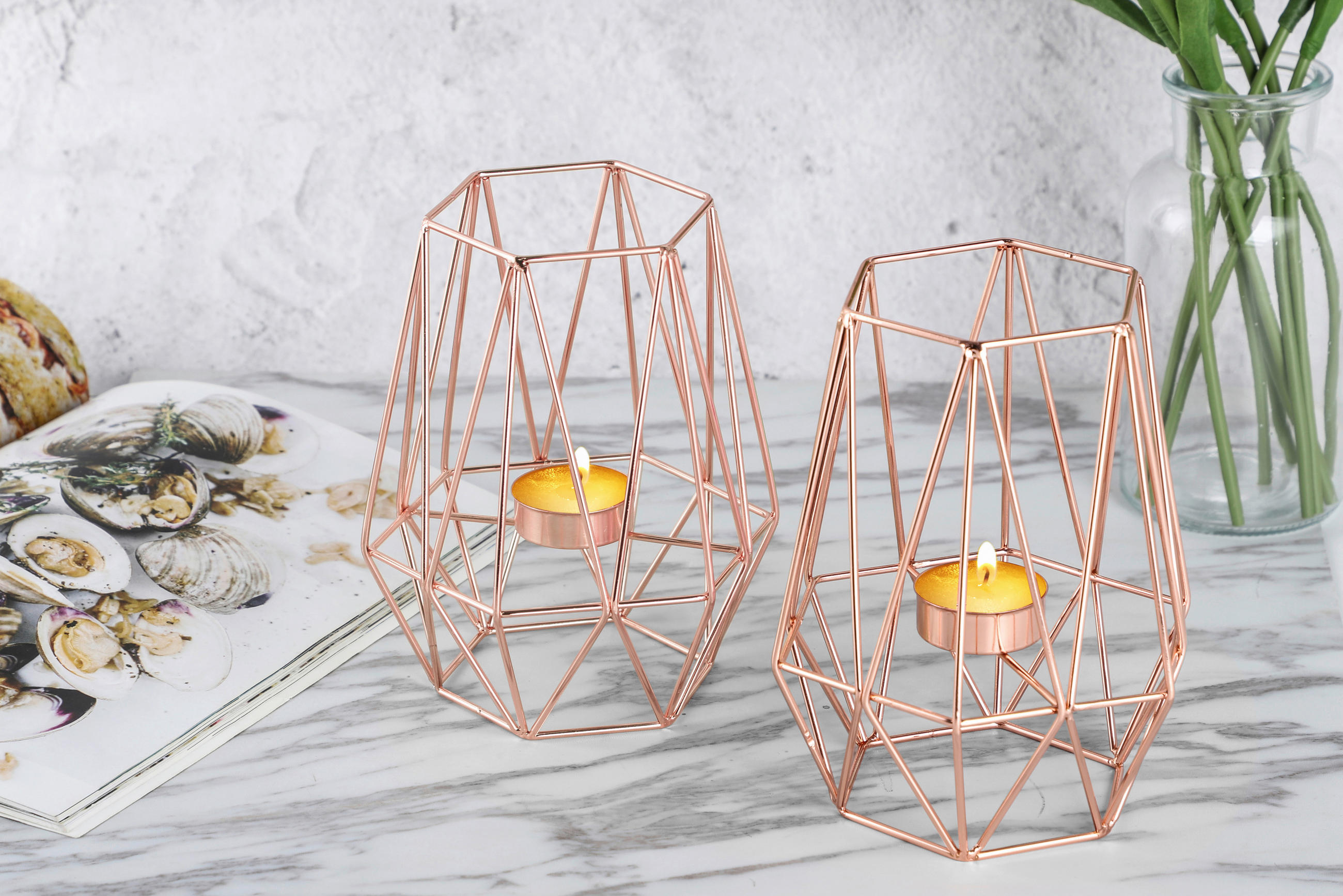 VÄRMELJUSHÅLLARE SET  - roséguld, Basics, metall (9,5cm) - Echtwerk