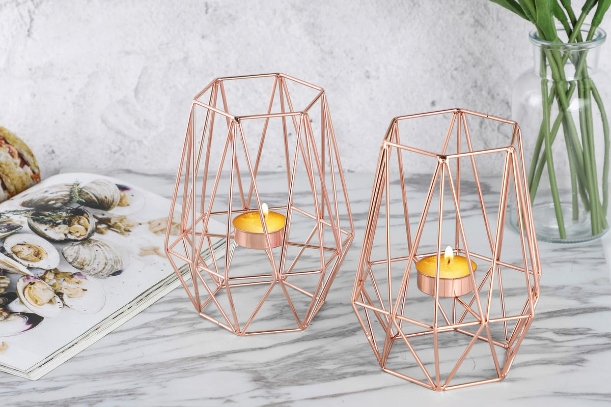 TEELICHTHALTER-SET 2-teilig  - Roségold, Basics, Metall (9,5cm) - Echtwerk