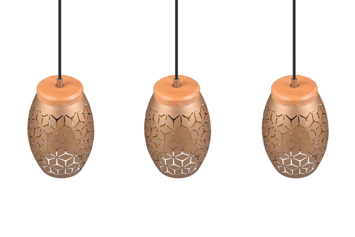 PENDELLEUCHTE 71/15/150 cm  - Goldfarben/Braun, KONVENTIONELL, Holz/Metall (71/15/150cm)