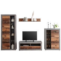 WOHNWAND  in Anthrazit, Braun  304/189/40 cm  - Anthrazit/Schwarz, Trend, Glas/Holzwerkstoff (304/189/40cm) - Ti'me