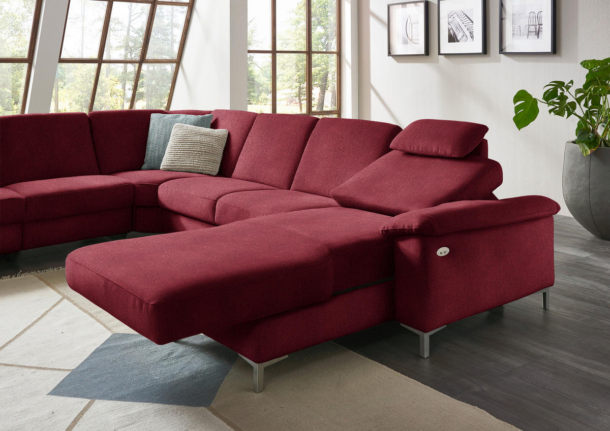 WOHNLANDSCHAFT in Chenille Rot  - Rot/Alufarben, Design, Textil/Metall (265/333/170cm) - Dieter Knoll