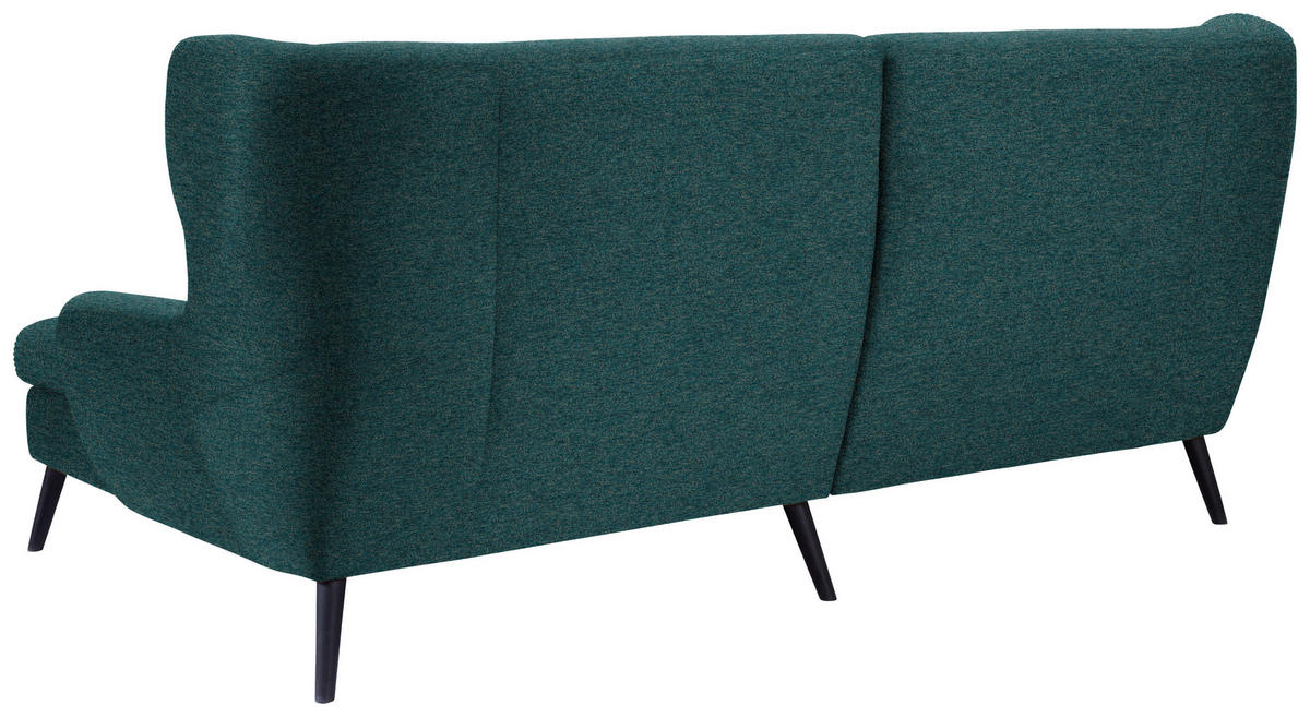 ECKSOFA in Flachgewebe Petrol  - Petrol/Schwarz, Design, Holz/Textil (237/165cm) - Stylife