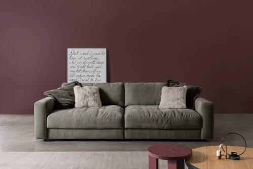 BIGSOFA in Cord Graubraun  - Graubraun/Schwarz, Modern, Textil (264/83/126cm) - Trendmanufaktur