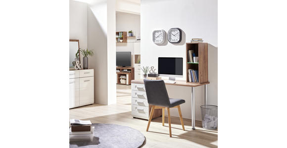 Schreibtisch mit Stauraum B 130cm H 72cm Avensis New - Eichefarben/Weiß, KONVENTIONELL, Holzwerkstoff (130/72/61,9cm) - Luca Bessoni