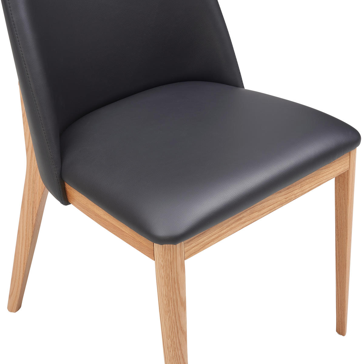 STUHL  in Echtleder pigmentiert Leder, Holz  - Schwarz, KONVENTIONELL, Leder/Holz (52/90/58cm) - Livetastic