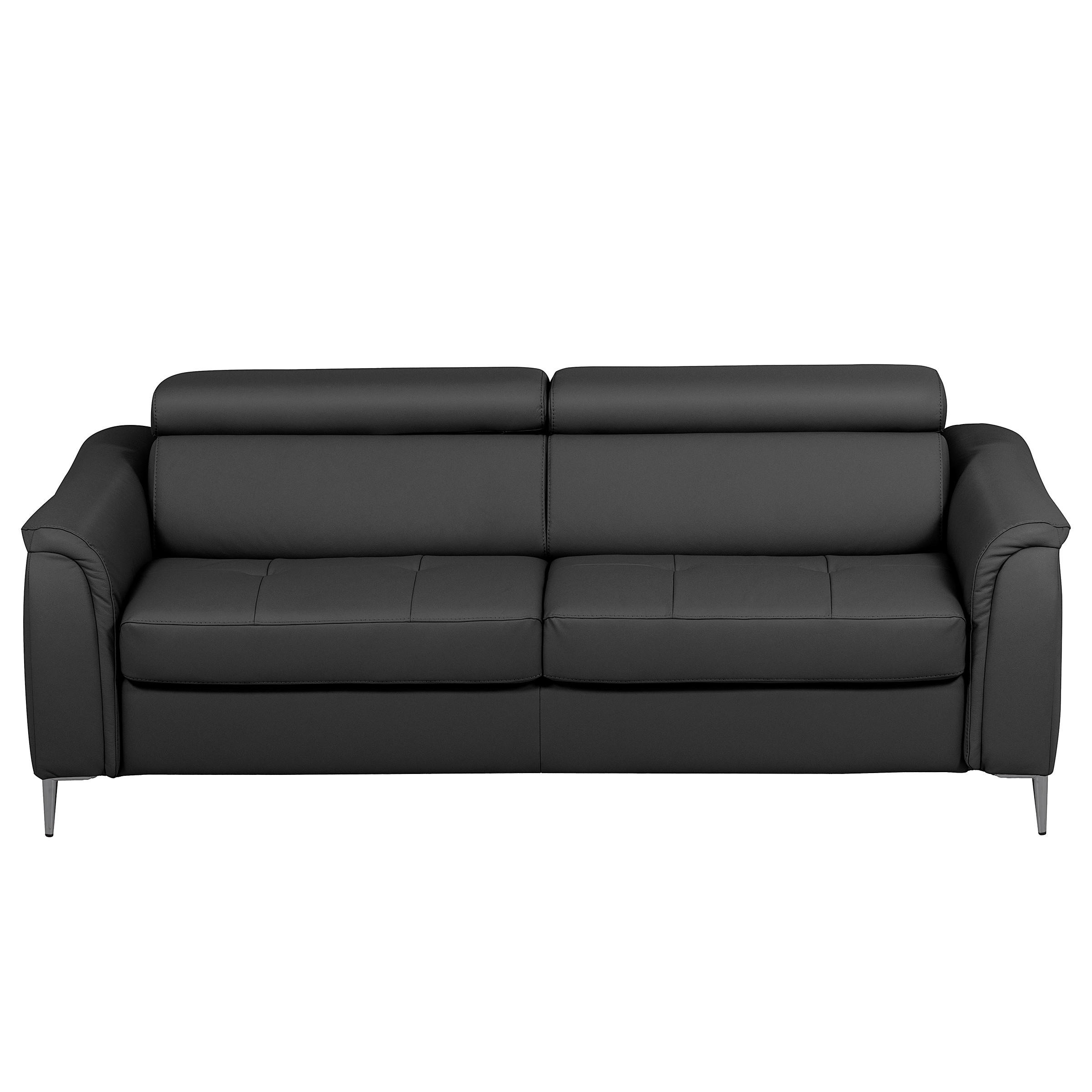 SCHLAFSOFA PAFOS Schwarz Echtleder Lederlook  - Schwarz, Design, Leder/Textil (203/77-98/103cm) - MID.YOU