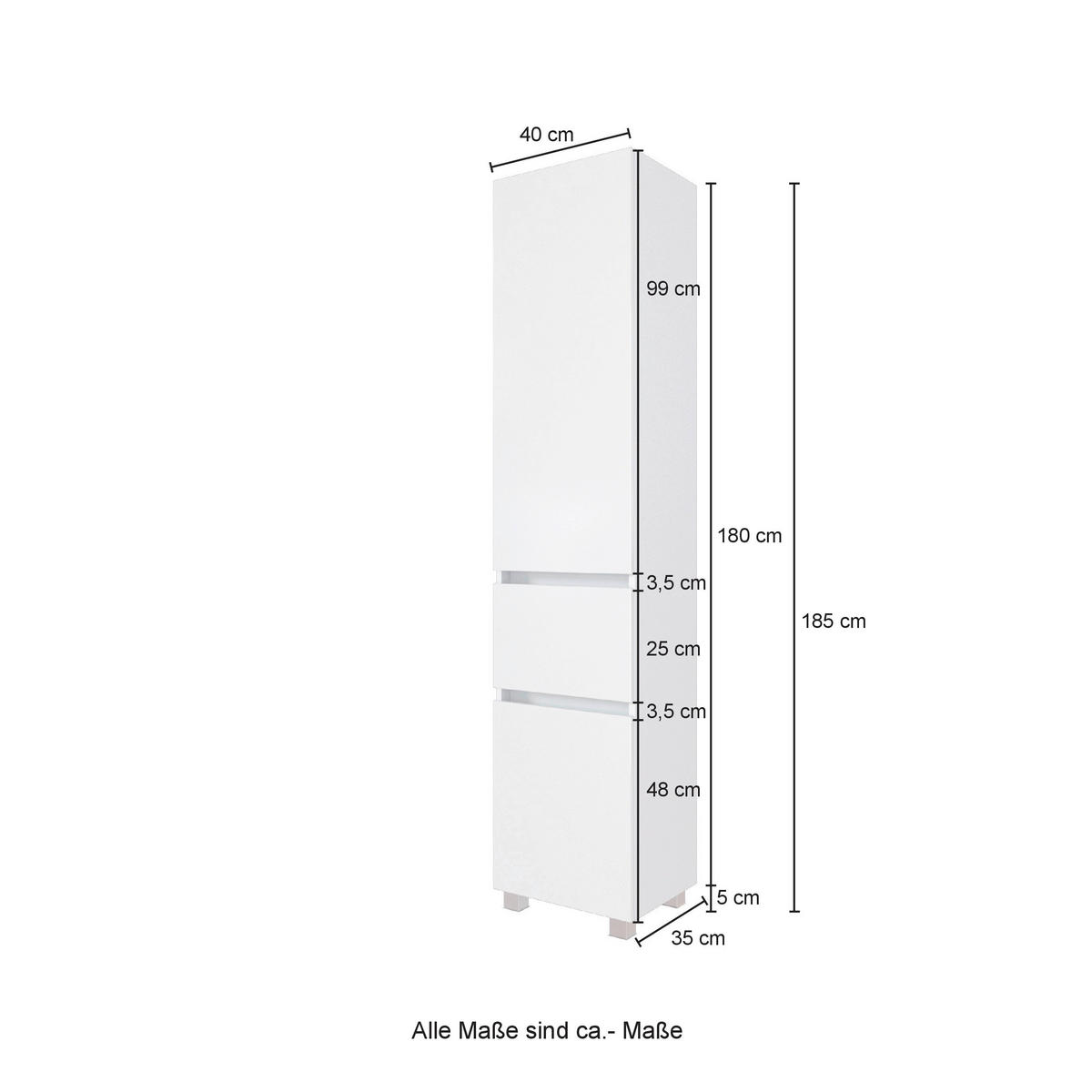 HÖGSKÅP  - grafitfärgad/silver, Basics, trämaterial/plast (40/185/35cm) - Held