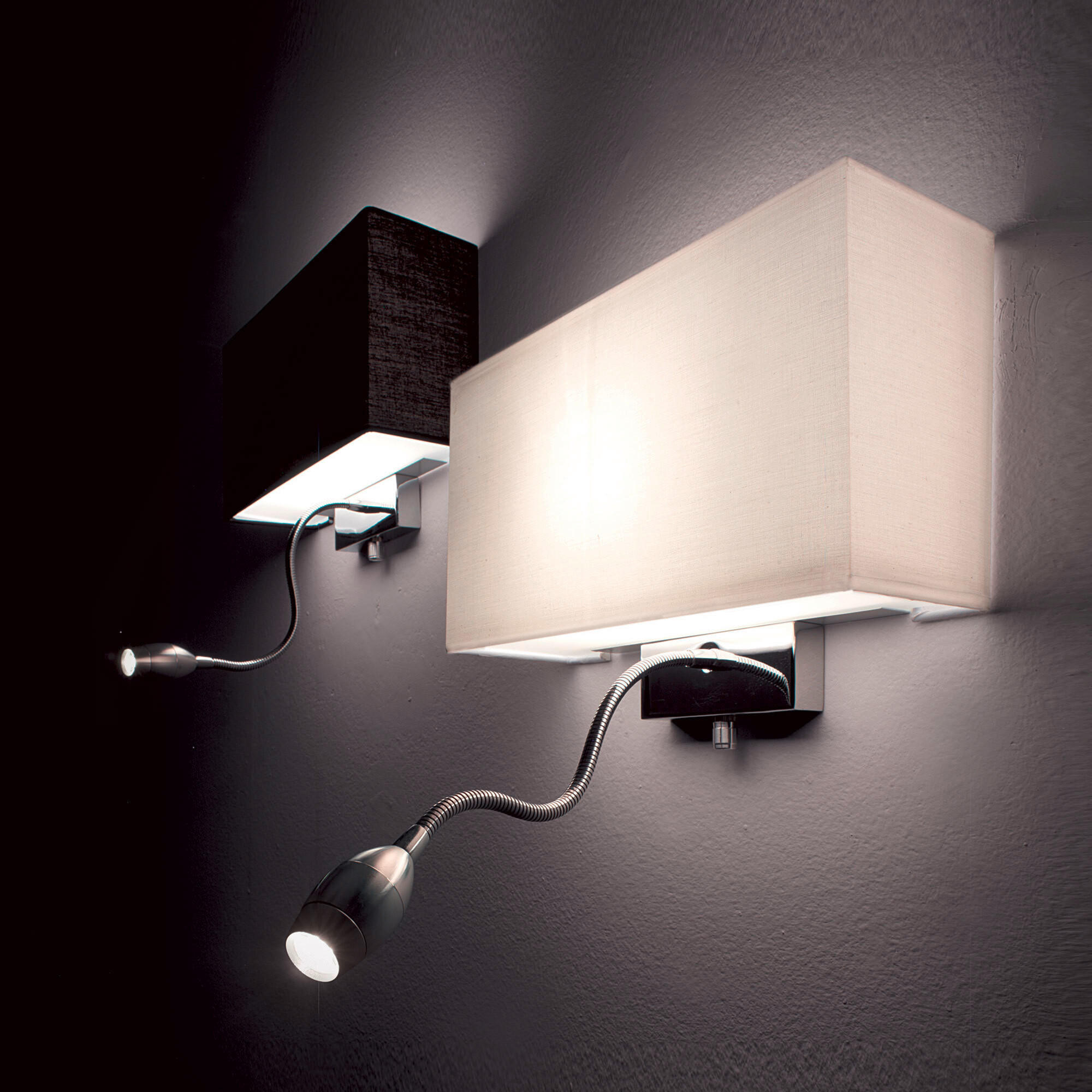 WANDLEUCHTE Hotel AP2 Bianco 32/11/22,5 cm   - Chromfarben/Weiß, Basics, Textil/Metall (32/11/22,5cm) - Ideal Lux