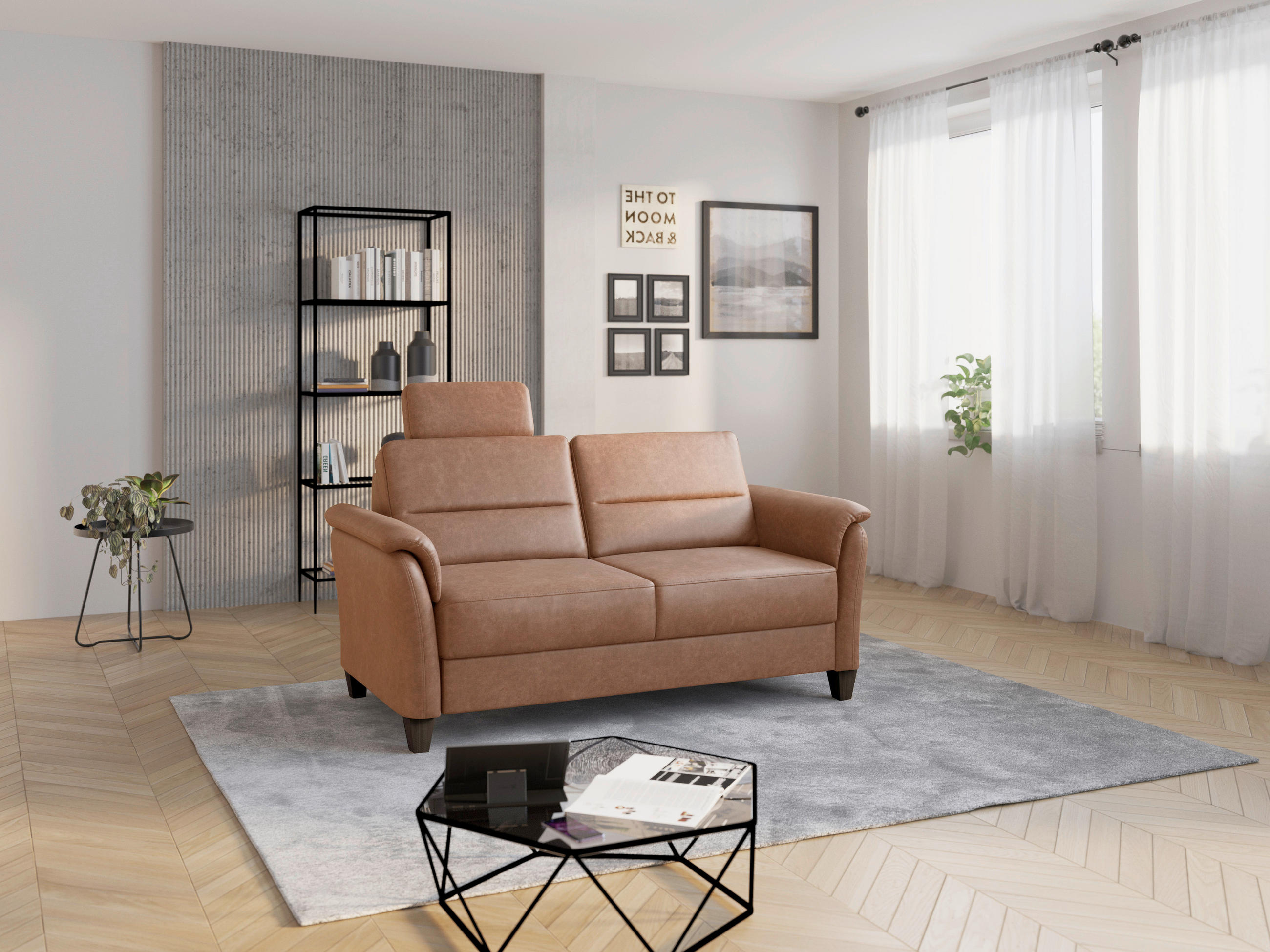 3-SITZER-SOFA Mikrofaser Cognac  - Wengefarben/Cognac, Konventionell, Holz/Textil (179/89/89cm) - Sit & More