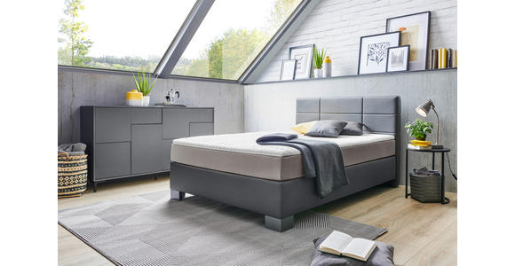 BOXSPRINGBETT 140/200 cm  in Anthrazit  - Anthrazit/Graphitfarben, Design, Holz/Textil (140/200cm) - Hom`in