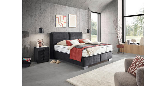 BOXSPRINGBETT 180/200 cm in Anthrazit - Chromfarben/Anthrazit, KONVENTIONELL, Textil/Metall (180/200cm) - Dieter Knoll