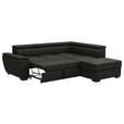 ECKSOFA Anthrazit Flachgewebe Schlaffunktion, Rücken echt, Kopfteilverstellung, Liegefläche im Originalstoff  - Anthrazit/Schwarz, KONVENTIONELL, Kunststoff/Textil (266/220cm) - Carryhome