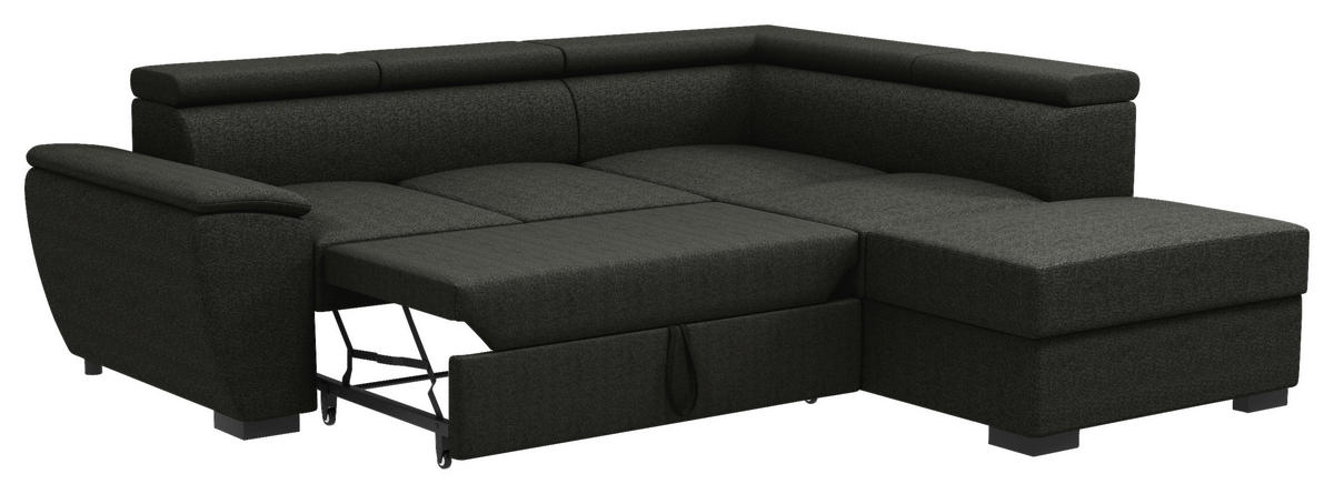 ECKSOFA Anthrazit Flachgewebe  - Anthrazit/Schwarz, KONVENTIONELL, Kunststoff/Textil (266/220cm) - Carryhome