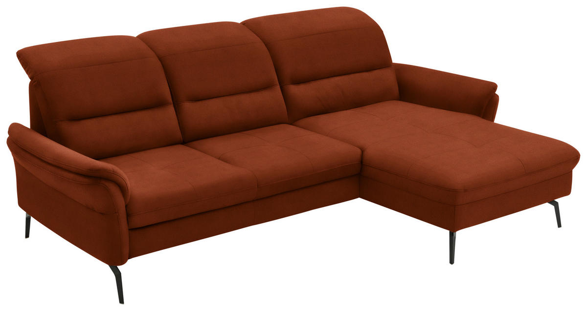 ECKSOFA in Flachgewebe Terracotta  - Terracotta/Schwarz, Konventionell, Textil/Metall (260/181cm) - Beldomo Speed