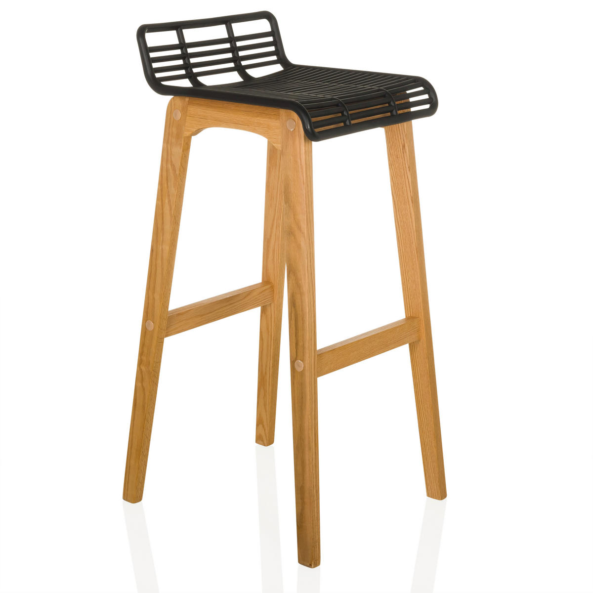 BARHOCKER in Kunststoff Schwarz, Eichefarben  - Eichefarben/Schwarz, MODERN, Holz/Kunststoff (40/88/46cm) - MID.YOU