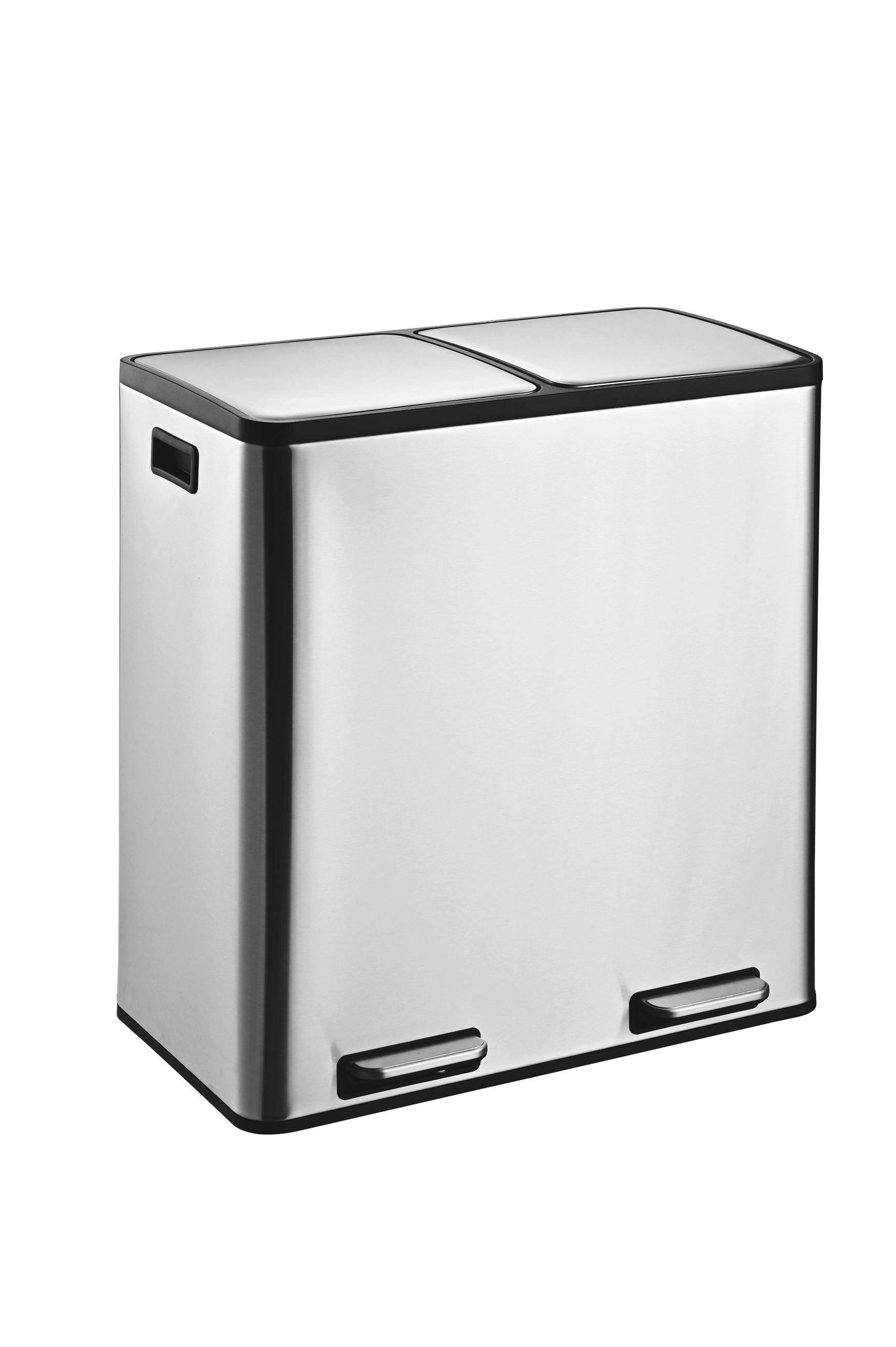 ABFALLEIMER 60 L  - Silberfarben/Schwarz, KONVENTIONELL, Kunststoff/Metall (59/62/36cm) - P & B