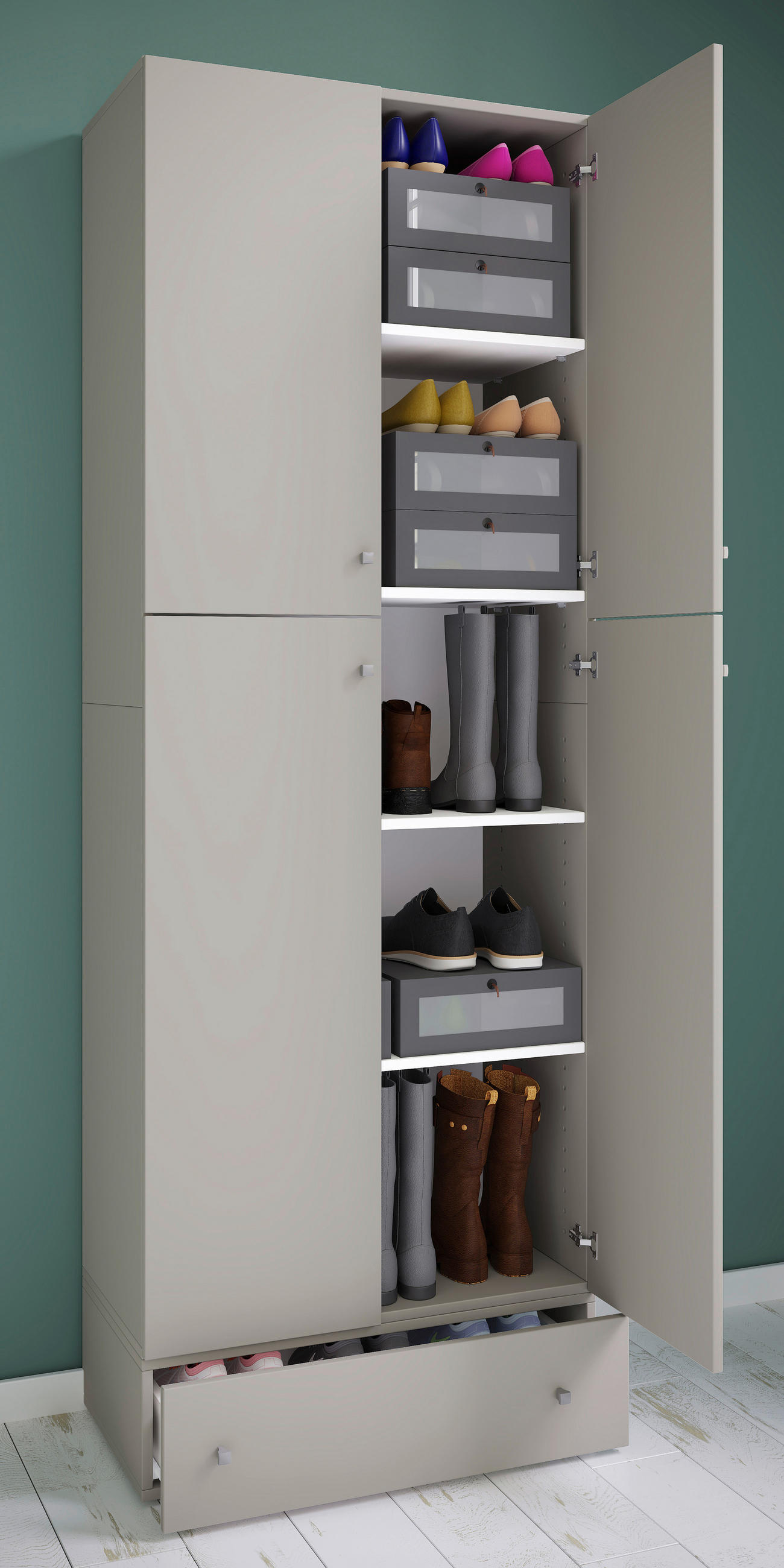 SKOSKÅP  i 70/200/39 cm  - grå/svart, Klassisk, trämaterial/plast (70/200/39cm) - MID.YOU