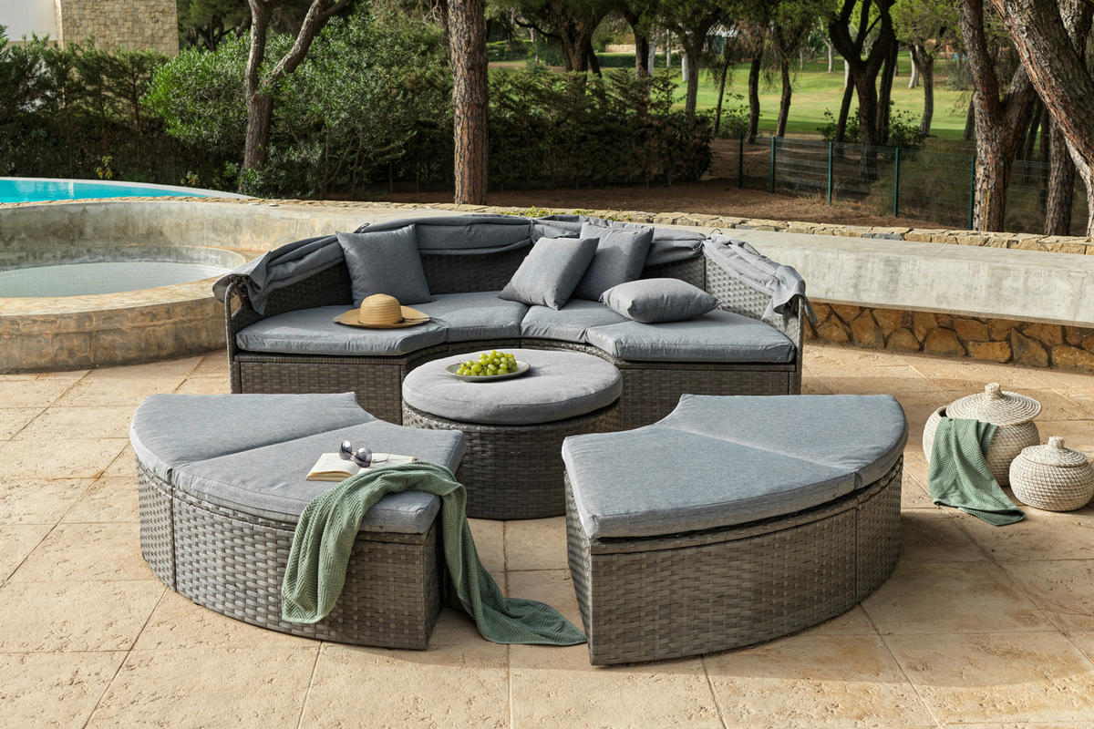 GARTENMUSCHEL Stahl  - Grau, MODERN, Kunststoff/Textil (237/72-150cm) - Ambia Garden