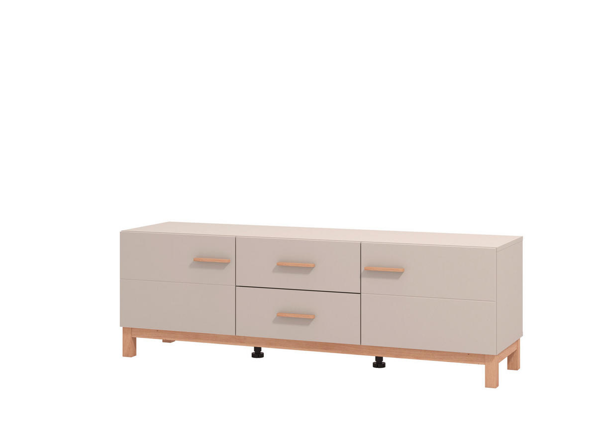KOMODA POD TELEVIZI, kašmírová, dub artisan, 154/50,5/41,5 cm - kašmírová/dub artisan, Basics, kompozitní dřevo/plast (154/50,5/41,5cm) - Hom`in