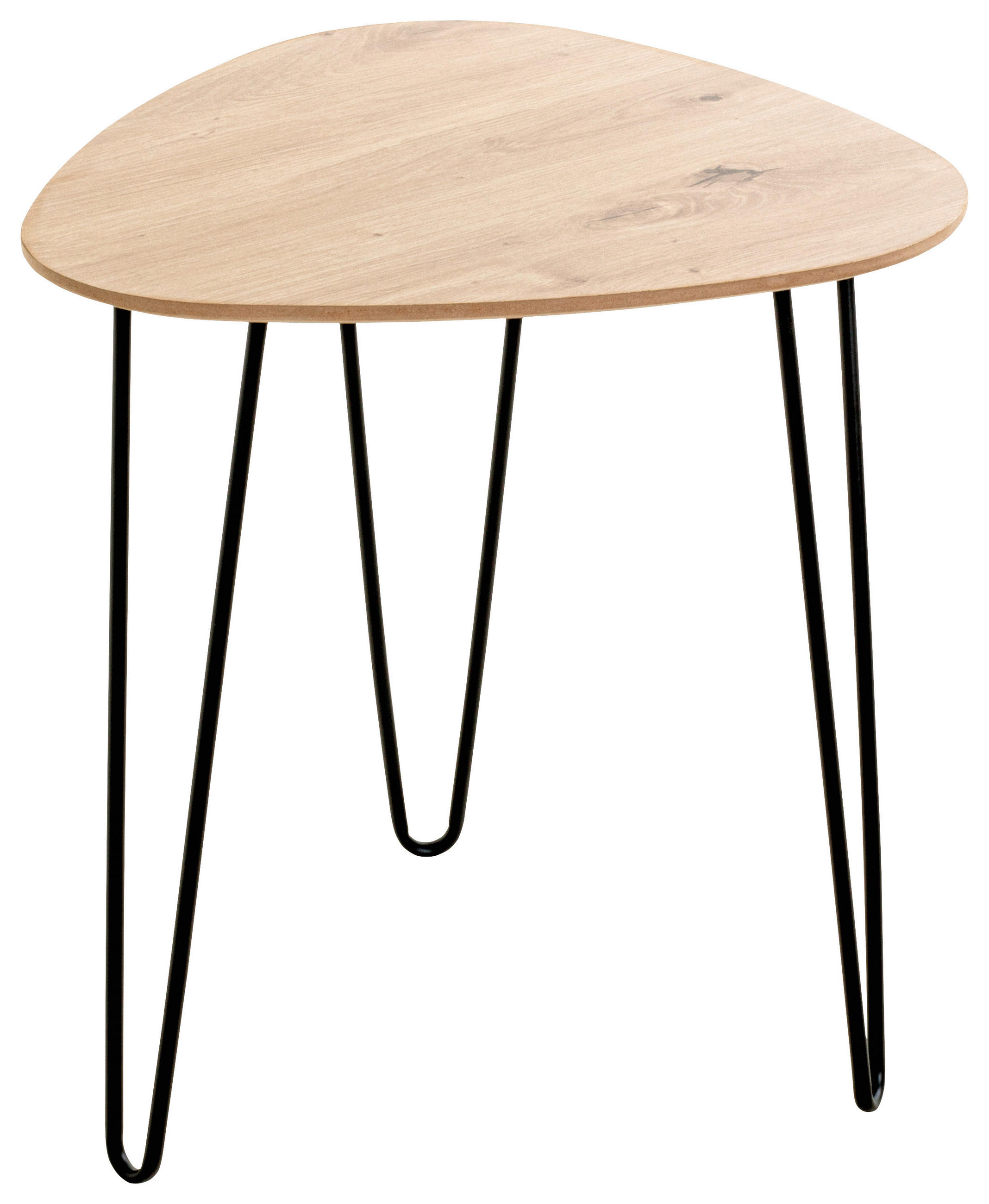 BEISTELLTISCH 40/40/43 cm Schwarz, Eichefarben oval  - Eichefarben/Schwarz, Trend, Holzwerkstoff/Metall (40/40/43cm)