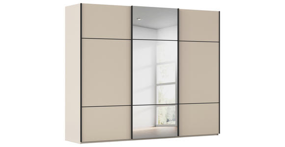 SCHWEBETÜRENSCHRANK 301/223/68 cm 3-türig Champagner  - Champagner/Schwarz, KONVENTIONELL, Glas/Holzwerkstoff (301/223/68cm) - Novel