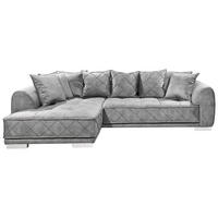ECKSOFA 319/194 cm  in Mikrovelours Grau Rückenkissen, Rücken echt  319/194 cm  - Silberfarben/Grau, Basics, Kunststoff/Textil (319/194cm) - MID.YOU