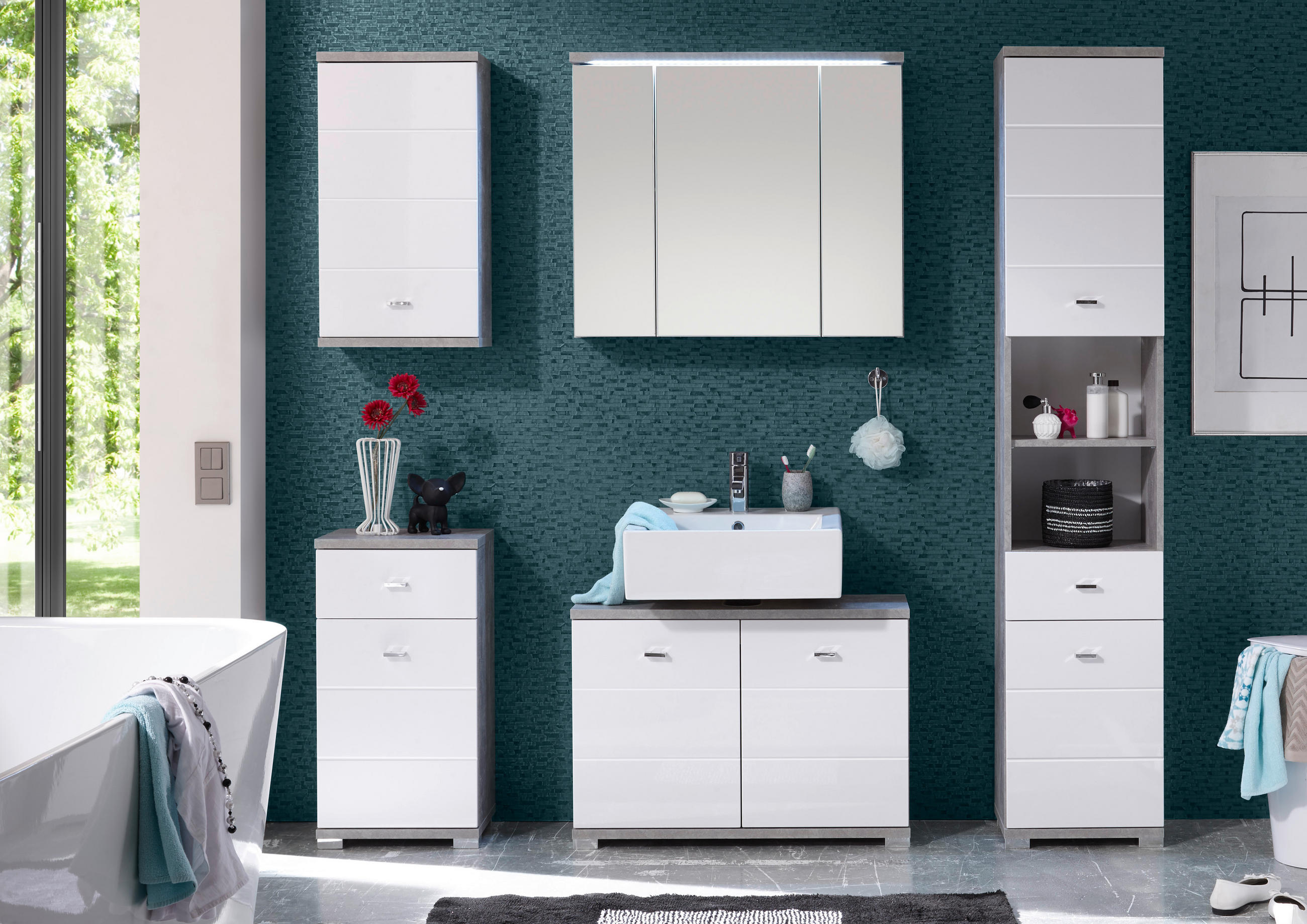 HOCHSCHRANK 38/190/30 cm - Weiss Hochglanz/Chromfarben, Konventionell, Holzwerkstoff/Kunststoff (38/190/30cm) - Livetastic