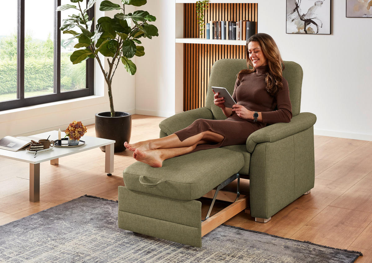 SESSEL in Chenille Schilfgrün  - Schilfgrün/Alufarben, KONVENTIONELL, Textil/Metall (88/96/89cm) - Beldomo Comfort