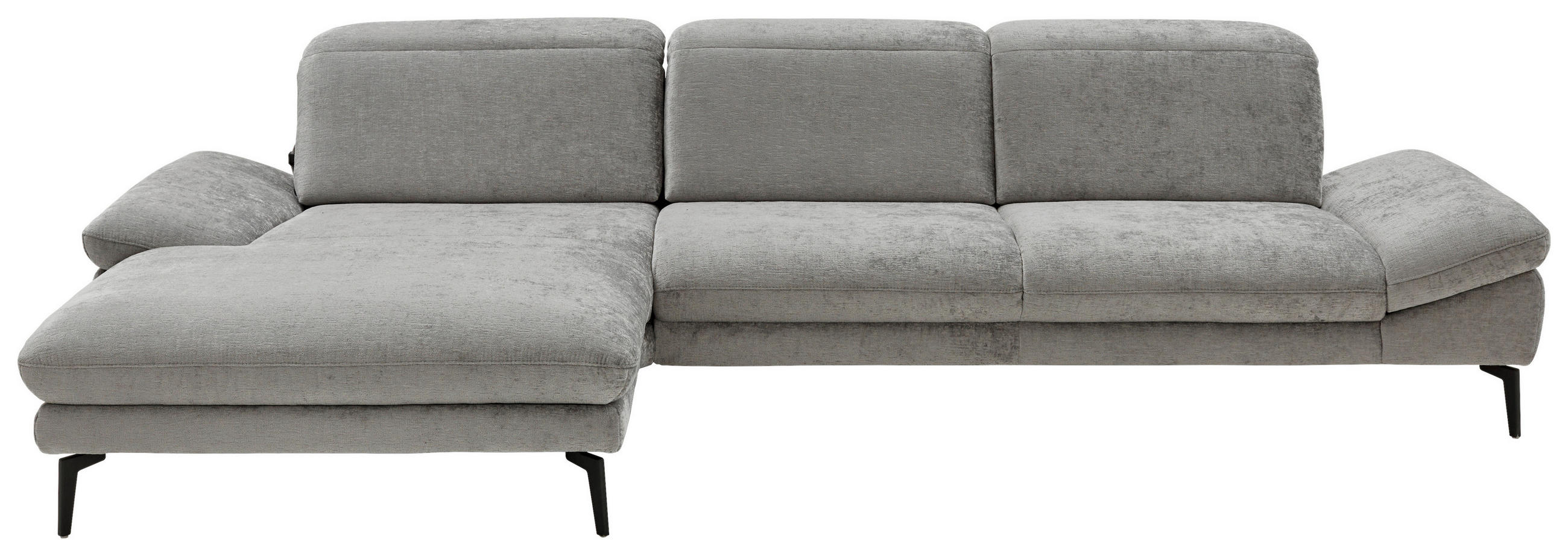 ECKSOFA Grau Chenille  - Schwarz/Grau, Design, Textil/Metall (188/319cm) - Beldomo System