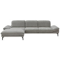 ECKSOFA in Chenille Grau  188/319 cm  - Schwarz/Grau, Design, Textil/Metall (188/319cm) - Beldomo System