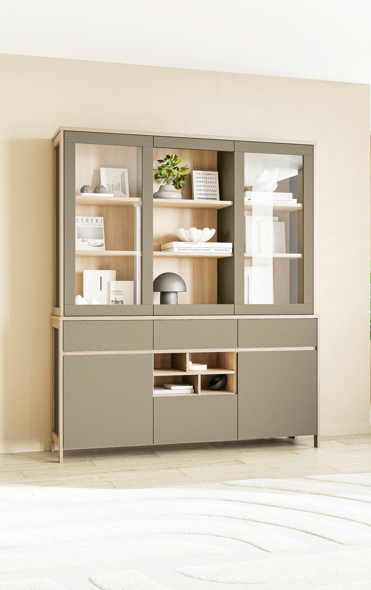 BUFFET 164/195/39 cm  in Eukalyptusholzfarben  - Eukalyptusholzfarben/Eichefarben, Design, Holzwerkstoff (164/195/39cm) - MID.YOU